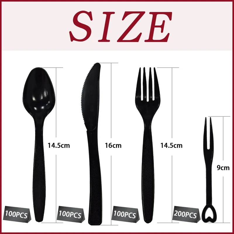 500PCS Plastikbesteck,Plastiklöffel,Plastikgabeln,Plastik Messer,Party Besteck Wiederverwendbar,Mess