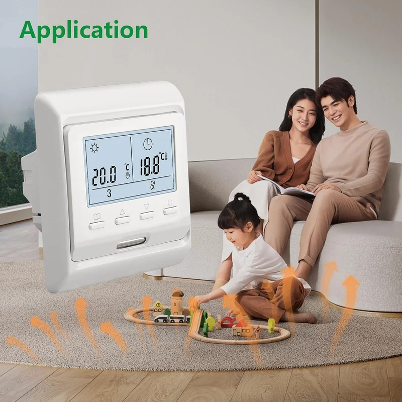 Wengart Innenthermostat WG806,AC230V Wochenprogrammierung,6 Zeiträume,Ausgang 3A,LCD-Digitalanzeige,