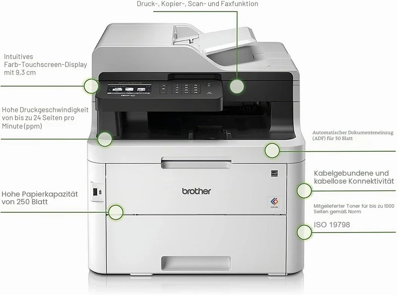 Brother MFC L 3750 CDW Farbig Multifunktionsgerät - Spanisch/Portugiesische Menü Sprache Single MFC-