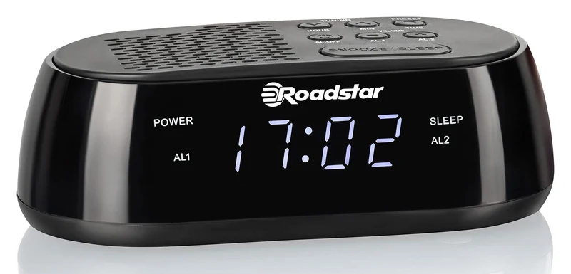 Roadstar CLR-2477 Radiowecker, Digitaler Radio PLL-FM, Zwei Weckzeiten und Schlaf Timer, USB-Anschlu