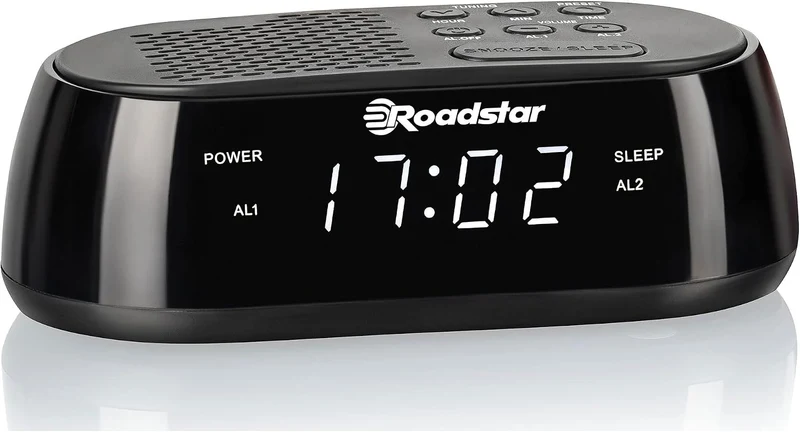 Roadstar CLR-2477 Radiowecker, Digitaler Radio PLL-FM, Zwei Weckzeiten und Schlaf Timer, USB-Anschlu