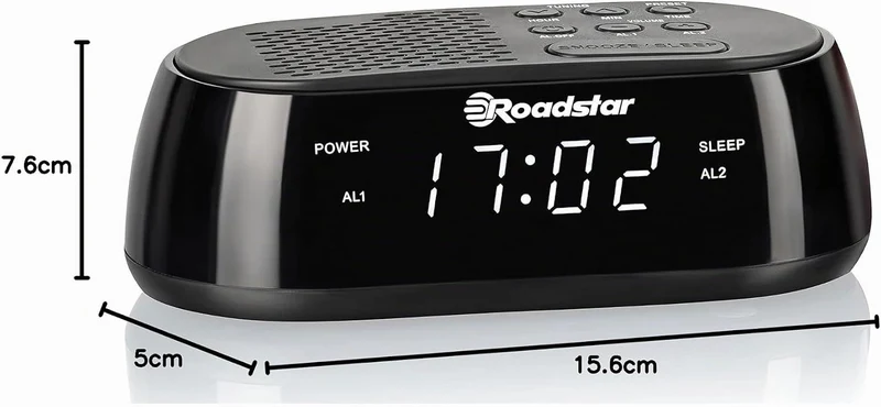 Roadstar CLR-2477 Radiowecker, Digitaler Radio PLL-FM, Zwei Weckzeiten und Schlaf Timer, USB-Anschlu