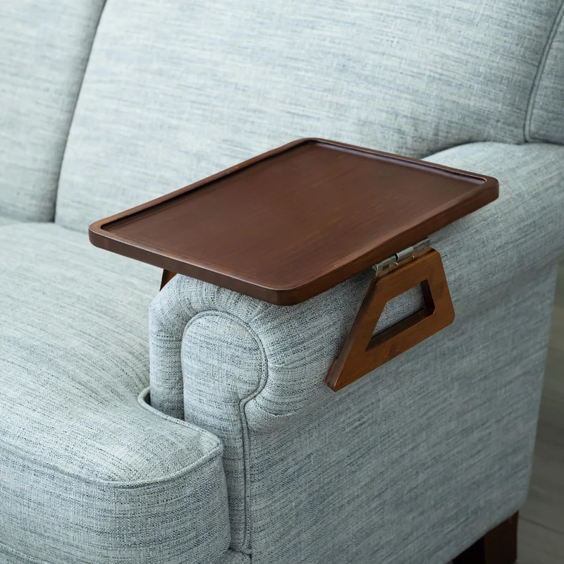 Shamrock Home Bambus-Tablett, Couch-Arm-Tisch, Clip-On-Tablett, Sofatisch für Sofas, Armlehnen für T
