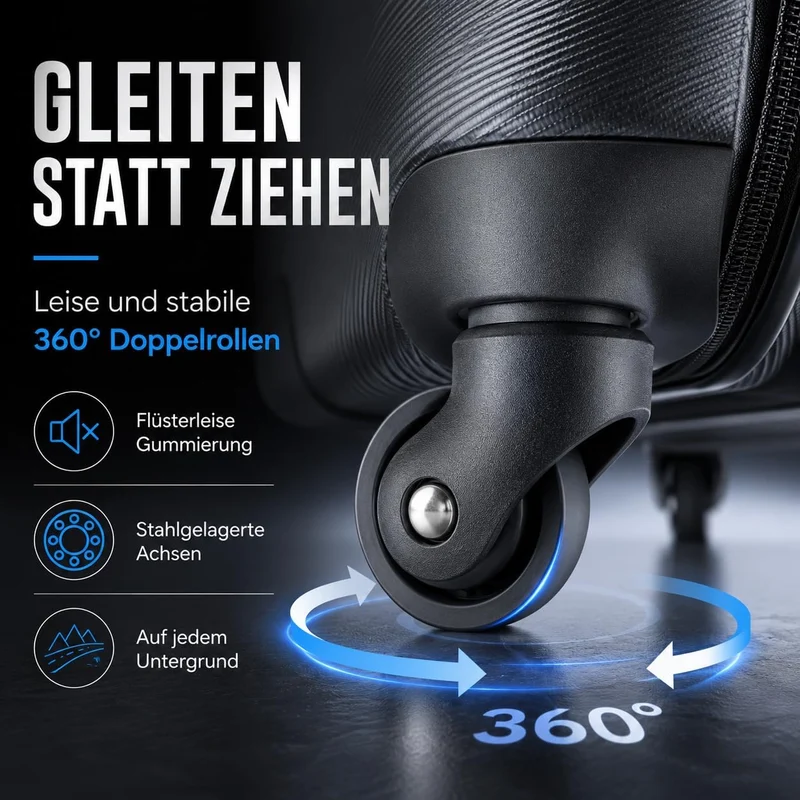 Xonic Design Reisekoffer - Hartschalen-Koffer mit 360° Leichtlauf-Rollen - hochwertiger Trolley mit