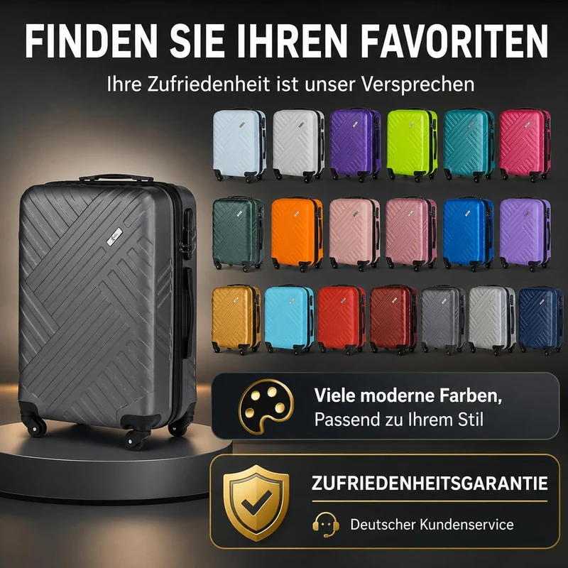 Xonic Design Reisekoffer - Hartschalen-Koffer mit 360° Leichtlauf-Rollen - hochwertiger Trolley mit