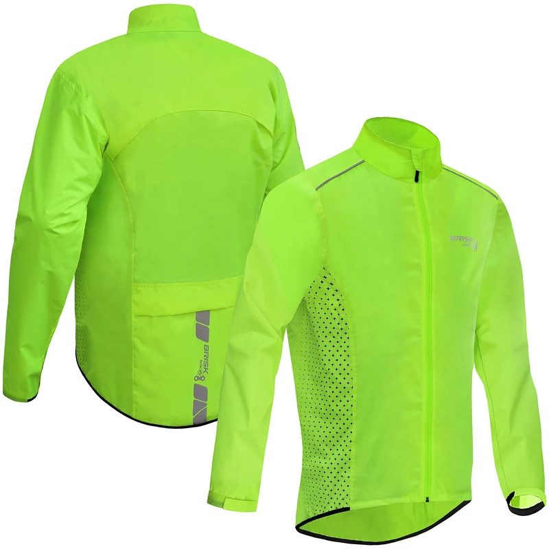 Brisk Bike Fahrrad-Regenjacke für Herren, hohe Sichtbarkeit, Vollärmel-Shell-Fahrradjacke L Grün, L