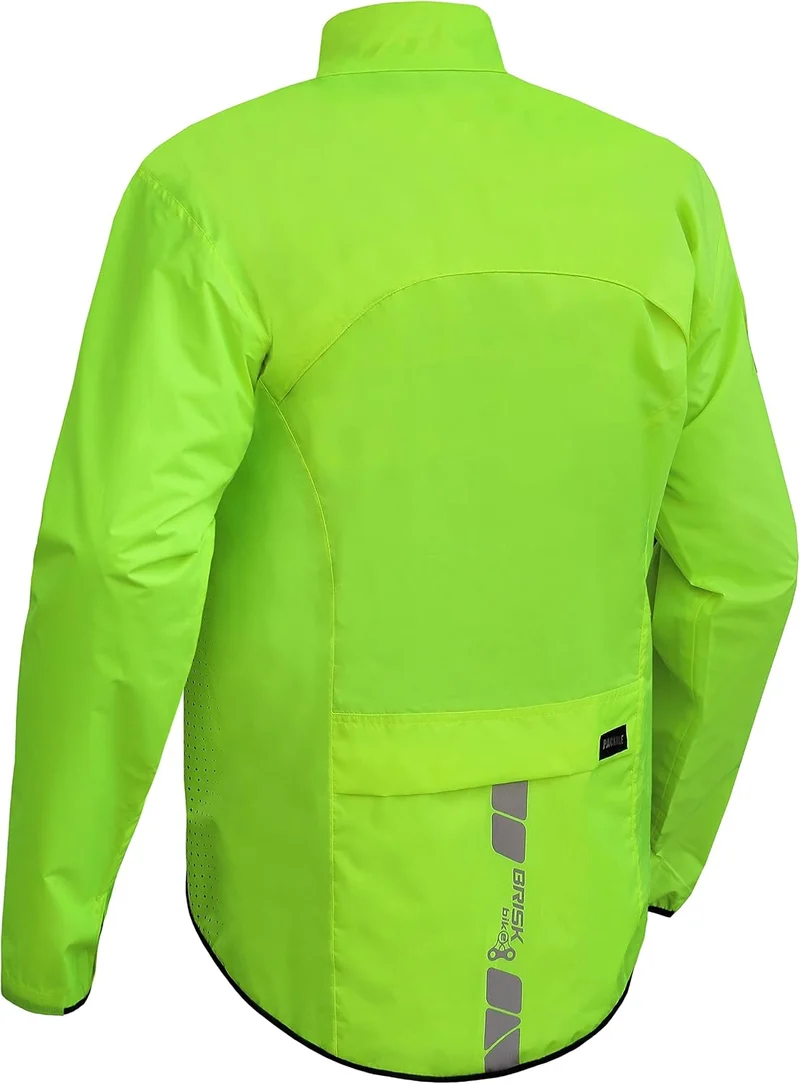 Brisk Bike Fahrrad-Regenjacke für Herren, hohe Sichtbarkeit, Vollärmel-Shell-Fahrradjacke L Grün, L
