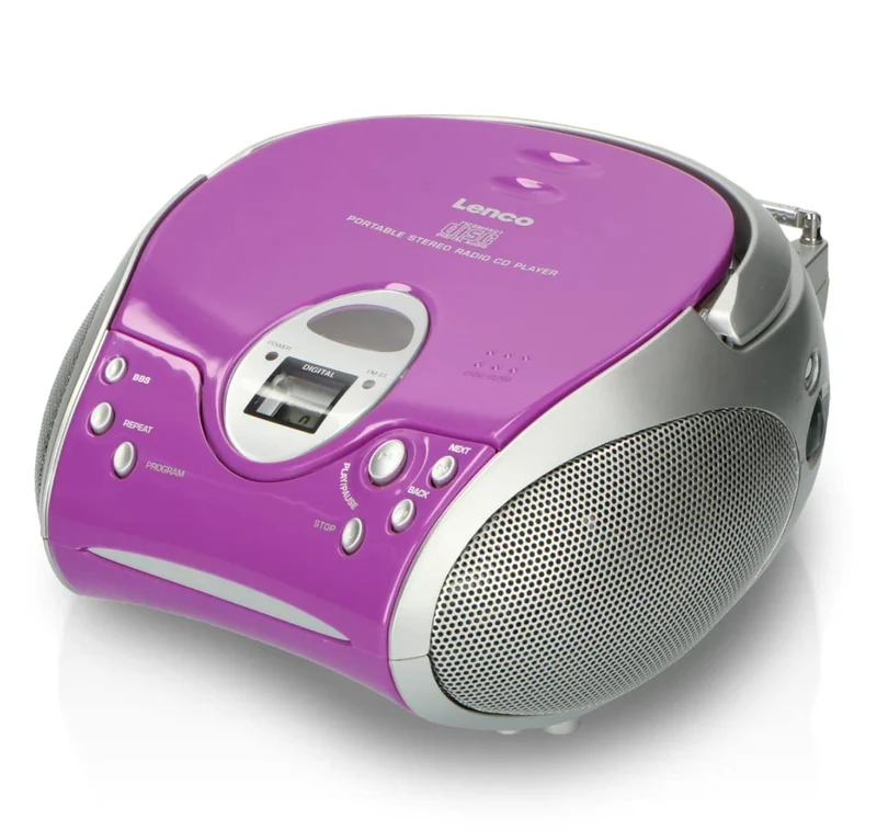 Lenco SCD24 - CD-Player für Kinder - CD-Radio - Stereoanlage - Boombox - UKW Radiotuner - Titel Spei