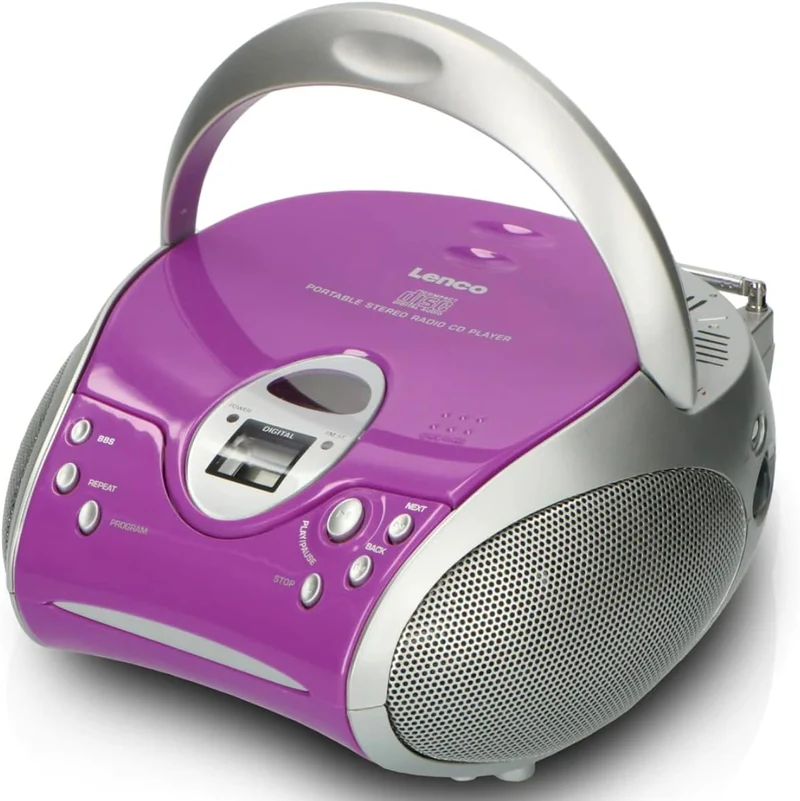 Lenco SCD24 - CD-Player für Kinder - CD-Radio - Stereoanlage - Boombox - UKW Radiotuner - Titel Spei