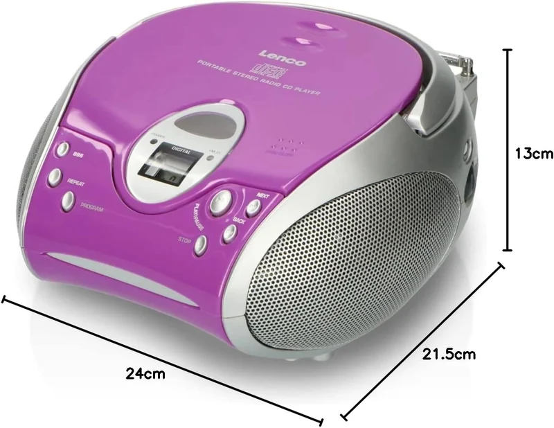 Lenco SCD24 - CD-Player für Kinder - CD-Radio - Stereoanlage - Boombox - UKW Radiotuner - Titel Spei