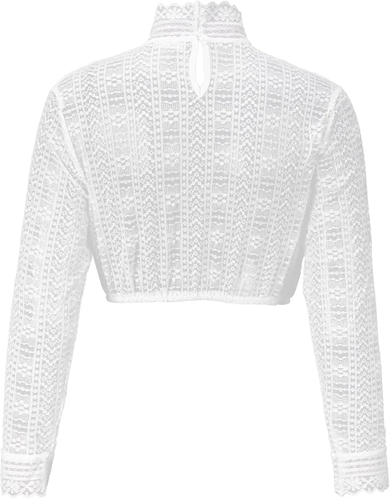 Kelliar Dirndlbluse Damen Trachtenbluse Creme Dirndl Bluse für Bavarian Oktoberfest 38 Creme-57, 38