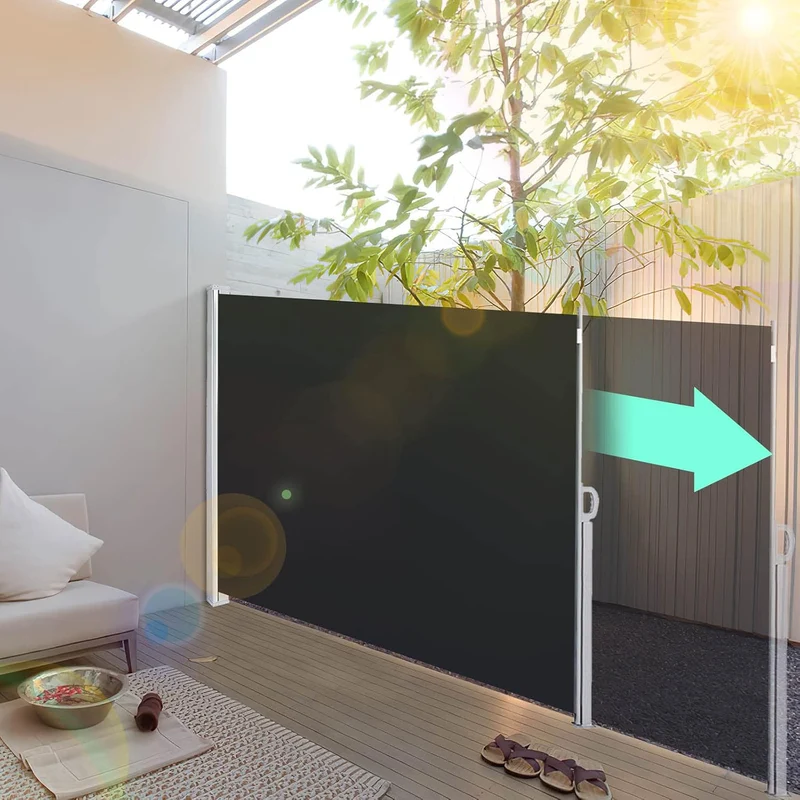 Ansobea Seitenmarkise,Sonnenschutz Markise Anthrazit,160 x 300 cm Sichtschutz für Balkon, Garten, Te