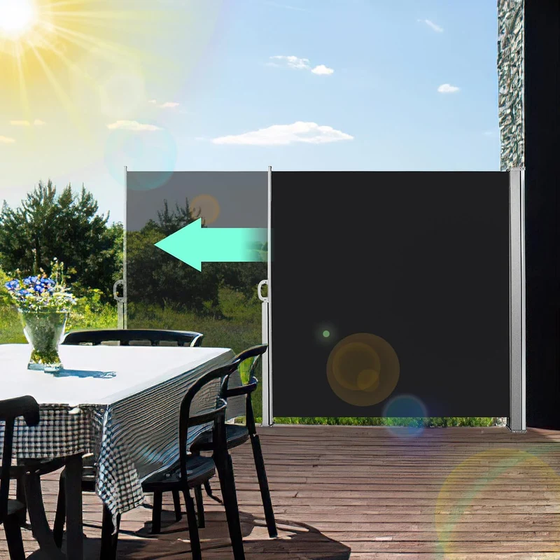 Ansobea Seitenmarkise,Sonnenschutz Markise Anthrazit,160 x 300 cm Sichtschutz für Balkon, Garten, Te