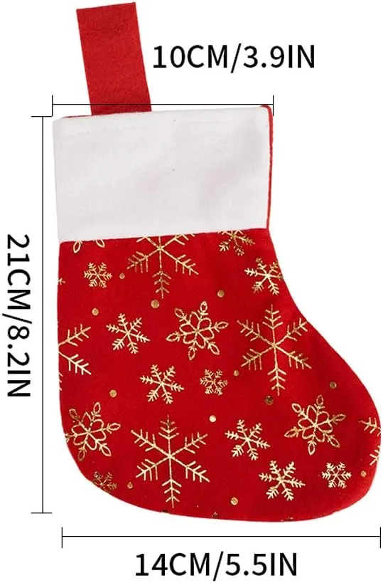 CCINEE Weihnachtsstrümpfe, Weihnachtsstrümpfe, Schneeflocken, Weihnachtsstrumpf, rotes Flanell, Kuns