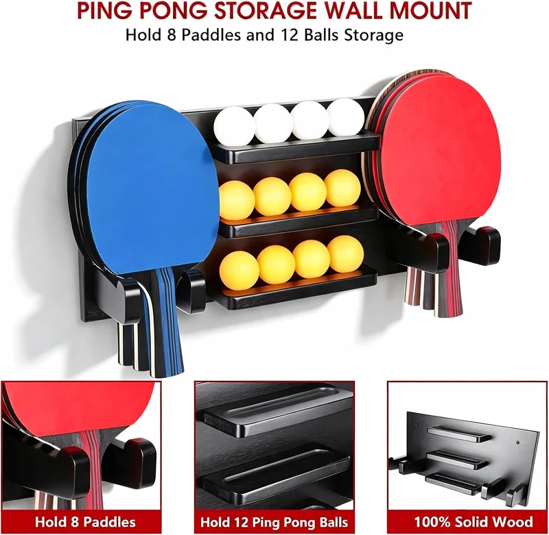Onemacc Tischtennis-Halter, Wandhalterung, Tischtennis-Paddelhalter, Tischtennis-Aufbewahrung, Wandr