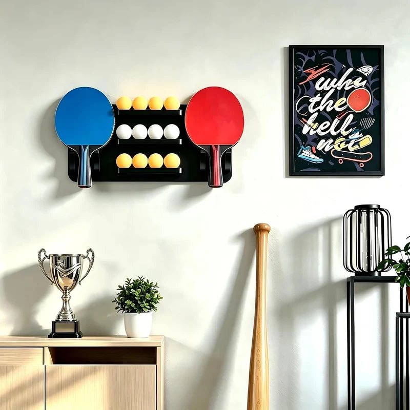 Onemacc Tischtennis-Halter, Wandhalterung, Tischtennis-Paddelhalter, Tischtennis-Aufbewahrung, Wandr