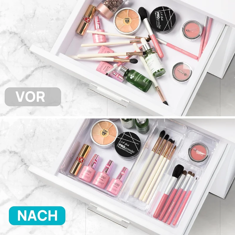 Vtopmart 9 Stücke Schubladen Organizer mit 4 Grössen, Schminktisch Organizer für Küchen, Badezimmer,