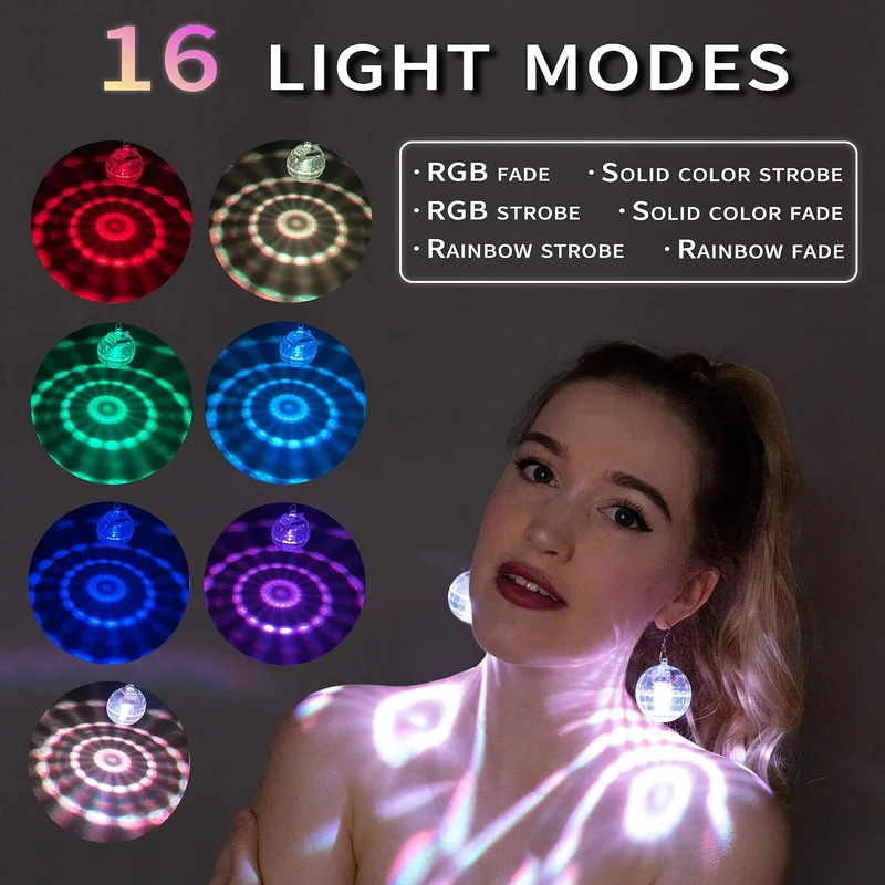 LED Ohrringe Disco Ball Ohrringe 7 RGB Licht Projektion Licht Ohrringe für Frauen Wiederaufladbare L