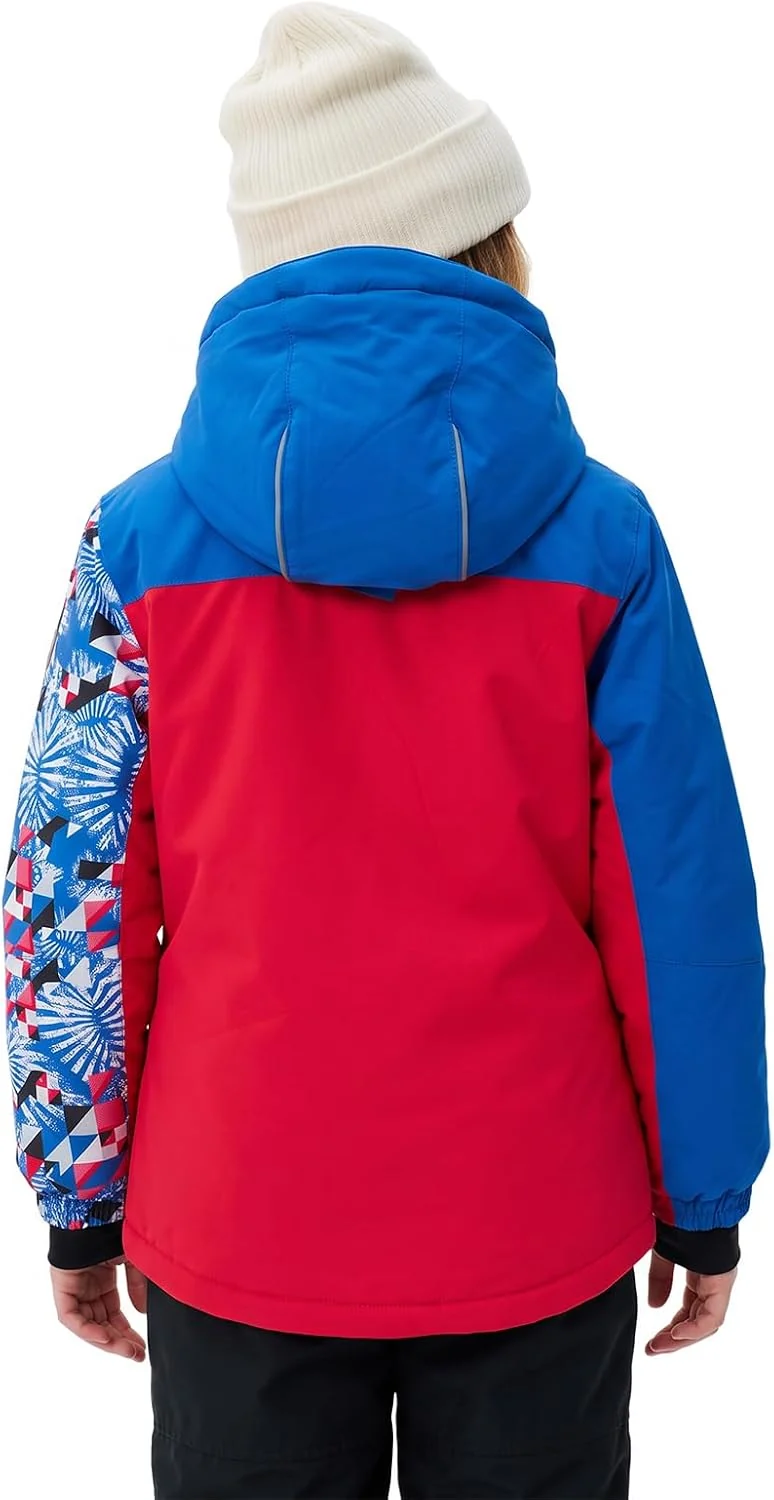 SMONTY Mädchen Skijacke, wasserdicht, warm, mit Kapuze, Schnee-Wintermantel für Kinder 164-176 Rot B