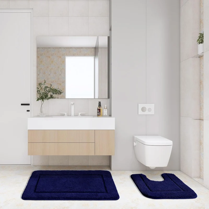 SOANNY Badematte 2er Set, weiche rutschfeste Mikrofaser mit hoher Dichte wasserabsorbierend Badezimm