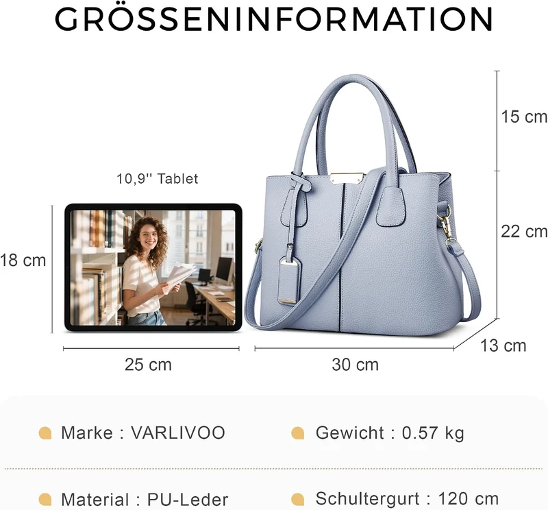 VARLIVOO Elegant Damen Handtasche Schultertasche Frauen Umhängetasche Taschen Shopper Wasserdicht PU