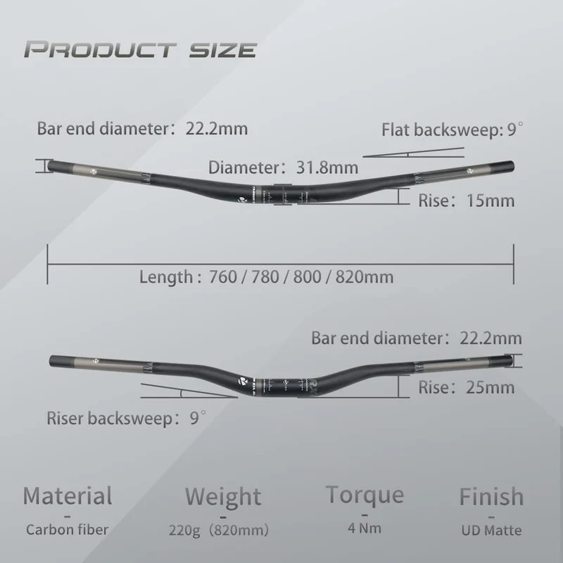 RXL SL 31.8 carbon lenker mtb downhill lenker 760/780/800/820mm mountainbike lenker UD matt mtb lenk