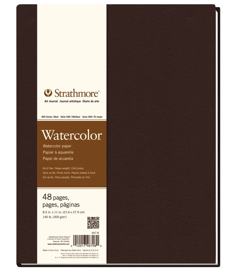 Strathmore 400 Watercolour Skizzenbuch - P467-8-4, 48 Blatt, 21,6 x 27,9 cm, 300 g/m², Naturweiss 21