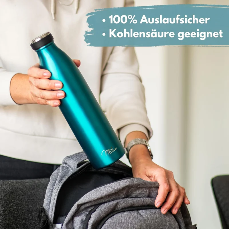 Milu Edelstahl Trinkflasche 350ml 500ml 750ml 1L 1,5L Thermosflasche, Isolierte Wasserflasche, Ausla