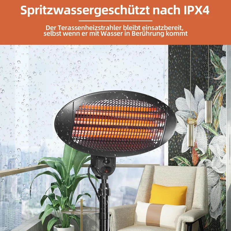 SHX Heizstrahler auf Standfuss 2000W SHX02HS2000, Freiflächenheizung, Terassenheizung, 3 Heizstufen,