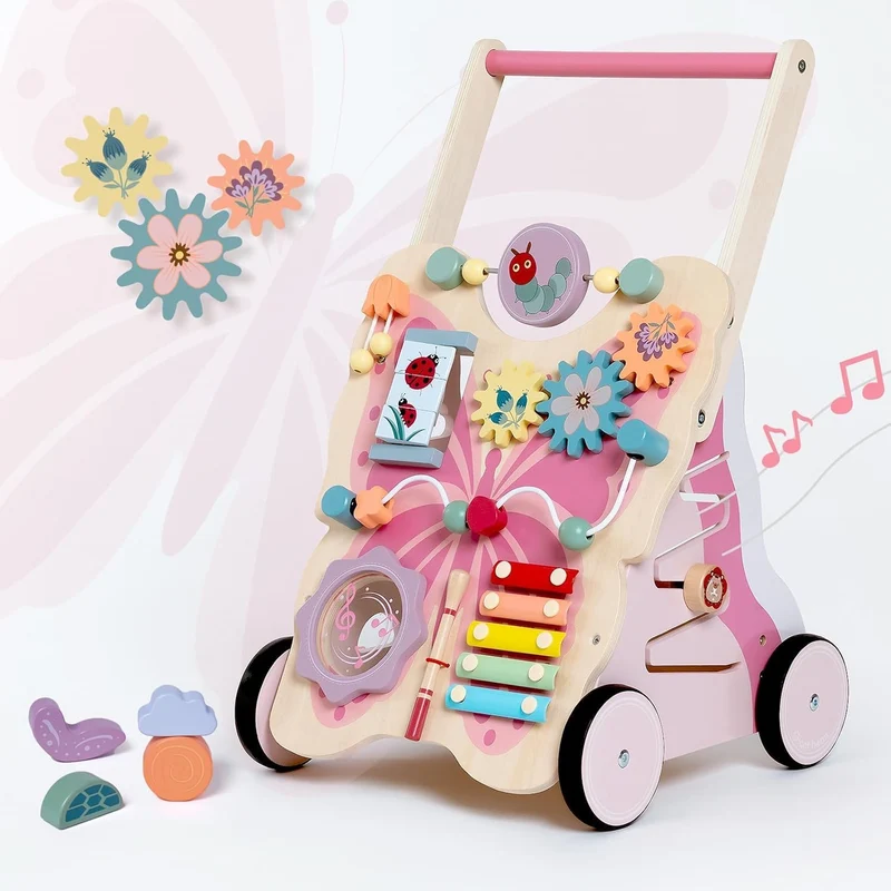 Giant bean Lauflernwagen Holz für Mädchen und Jungen,Schmetterlingsform Baby Lauflernhilfe, Baby Wal