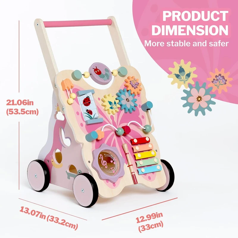 Giant bean Lauflernwagen Holz für Mädchen und Jungen,Schmetterlingsform Baby Lauflernhilfe, Baby Wal