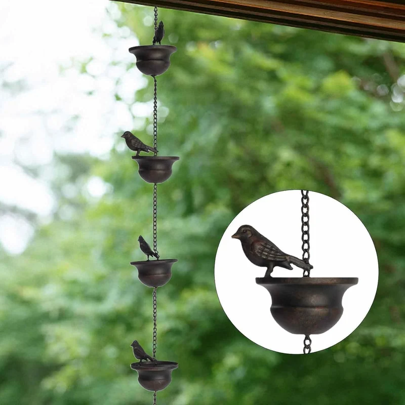 Regenketten Für Draussen,Regenkette Vögel 2.4m,Regenkette Dachrinne,Regenkette Ablaufkette,Regenkett