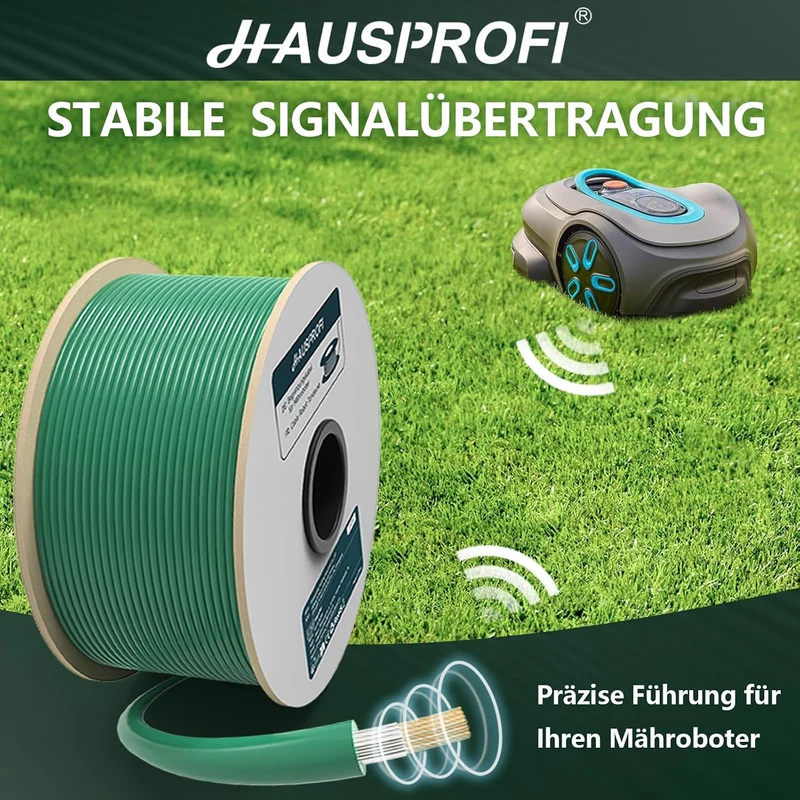 100M Universal Begrenzungskabel für Mähroboter + 300 Erdspiess + 10 Klemmenblöcke, HAUSPROFI Begrenz