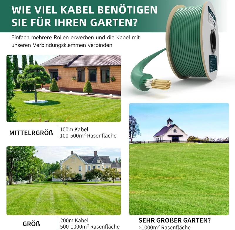 100M Universal Begrenzungskabel für Mähroboter + 300 Erdspiess + 10 Klemmenblöcke, HAUSPROFI Begrenz