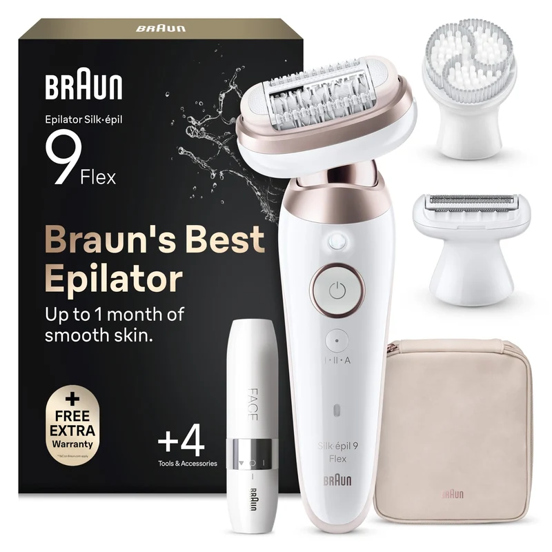 Braun Silk-épil 9 Flex, Epilierer Damen / Haarentferner für langanhaltende Haarentfernung, Mini-Rasi