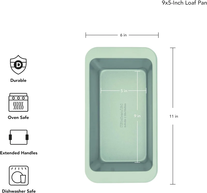 KitchenAid Kastenform aus aluminisiertem Stahl, antihaftbeschichtet, Pistazie, 22,9 x 12,7 cm 9 x 5-