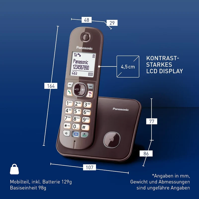 Panasonic KX-TG6811GA DECT Schnurlostelefon (strahlungsarm, Eco-Modus GAP Telefon, ohne Anrufbeantwo