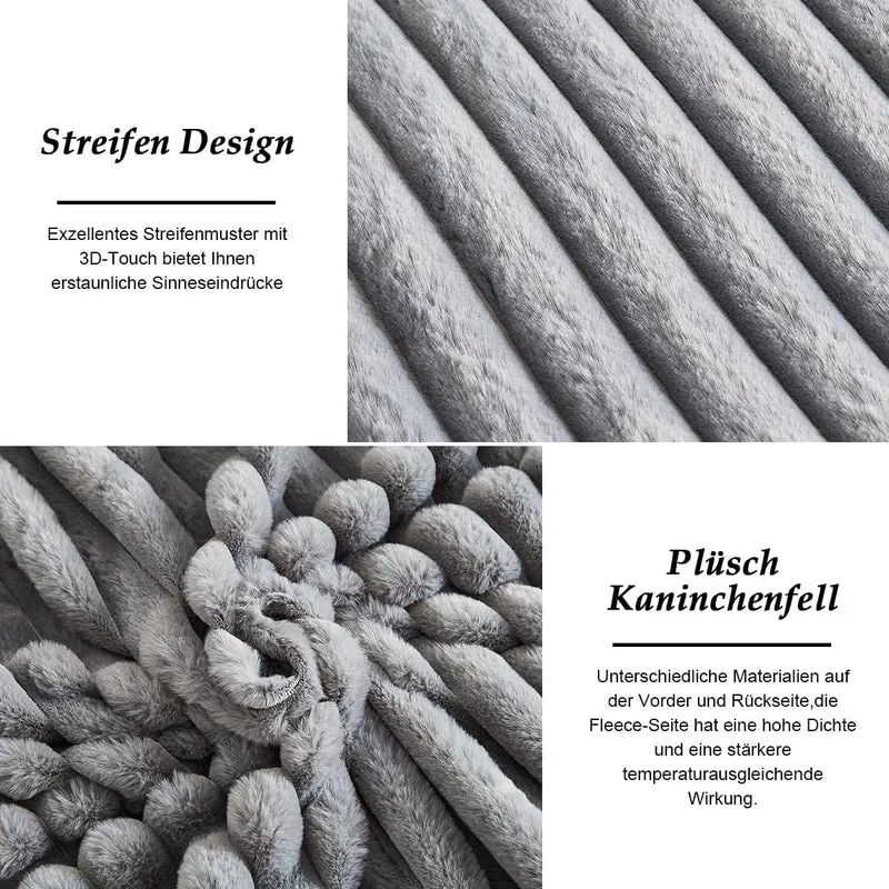 Lanqinglv Plüsch Bettwäsche 220x240 cm Dunkelgrau Flauschig Kunstfell Warme Winterbettwäsche Grau,Te