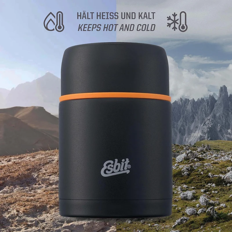 Esbit Thermobehälter Classic für Speisen - Warmhaltebehälter 500 ml in Schwarz - aus Edelstahl für w