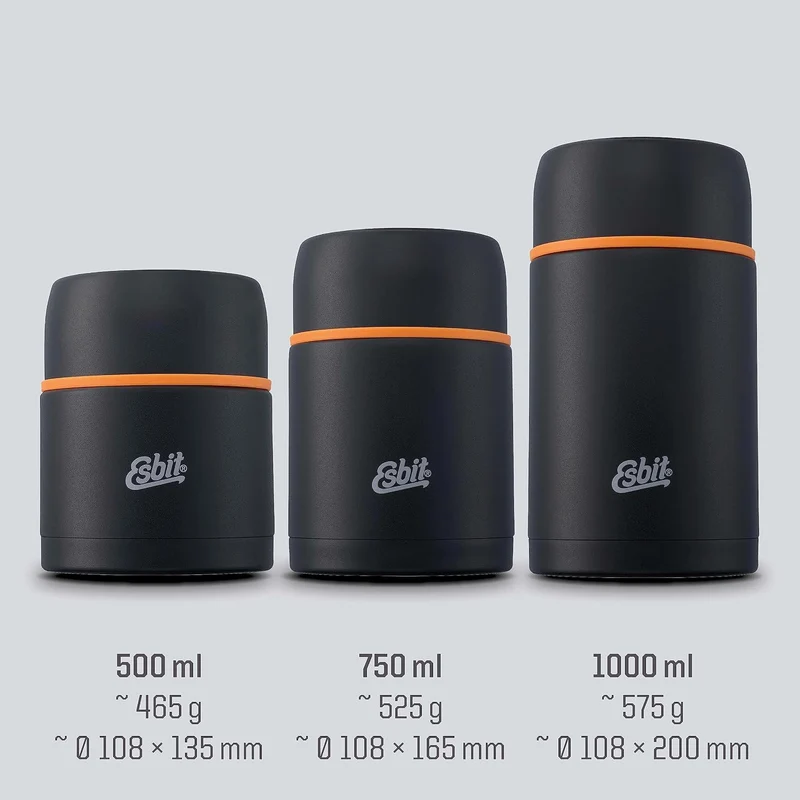Esbit Thermobehälter Classic für Speisen - Warmhaltebehälter 500 ml in Schwarz - aus Edelstahl für w