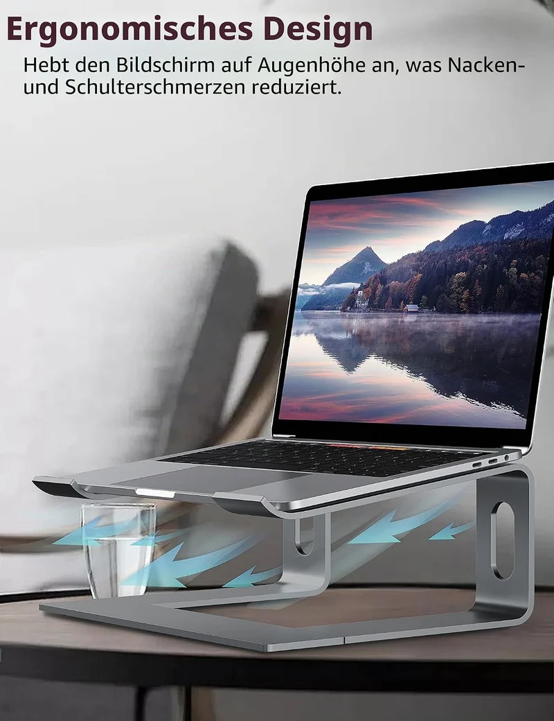 ALASHI Laptop-Ständer für Schreibtisch, Aluminium-Computer-Erhöhung, ergonomischer Notebook-Halter,