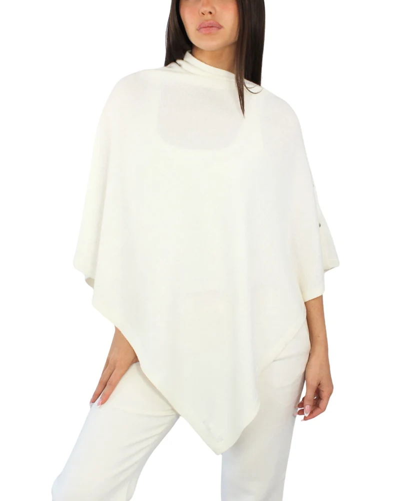 Win's Damen Poncho aus Kaschmirgemisch - Made in Italy Einheitsgrösse gebrochenes weiss, Einheitsgrö