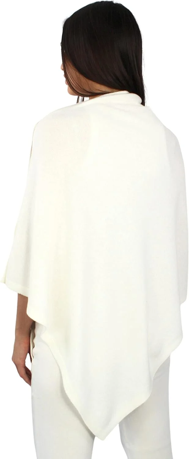 Win's Damen Poncho aus Kaschmirgemisch - Made in Italy Einheitsgrösse gebrochenes weiss, Einheitsgrö