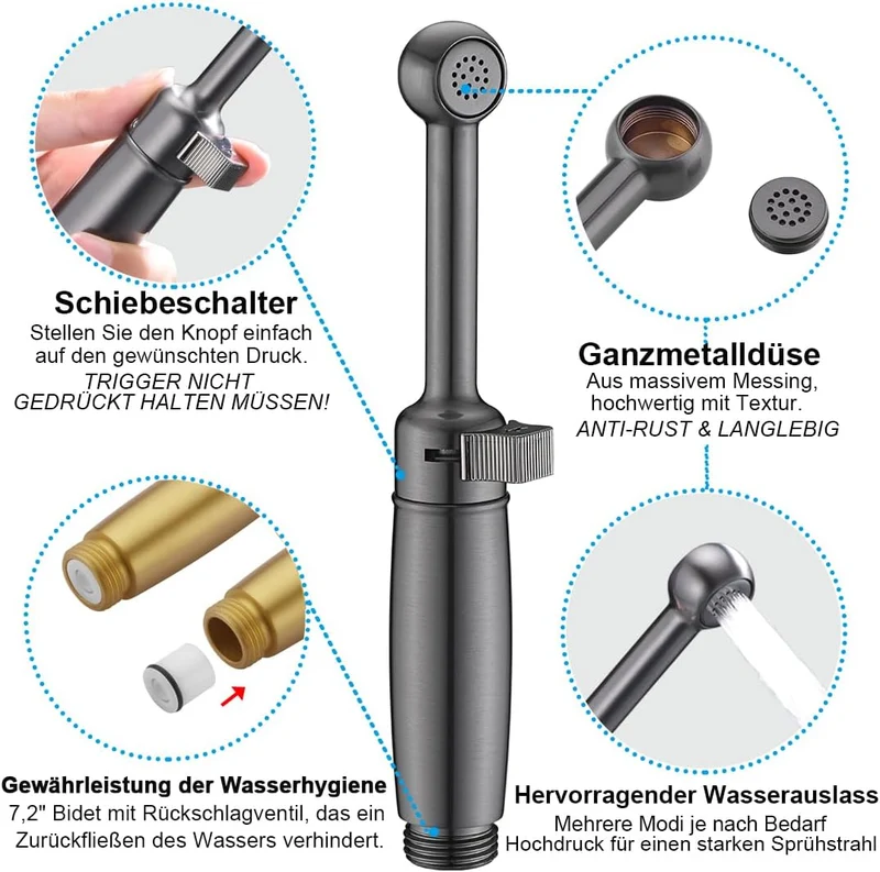 Bidet Handbrause Set SonTiy Toilette Bad Bidet Aufsatz Waschen Duschkopf mit Einstellbarem Druck &Ha