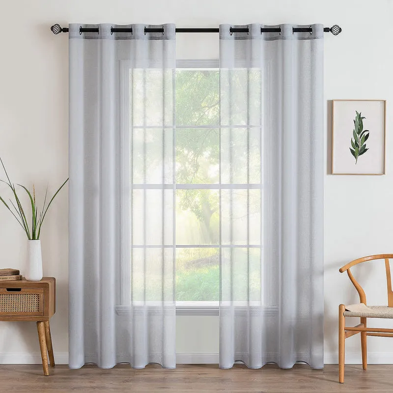 MIULEE Sheer Voile Vorhang Weihnachtsdeko mit Ösen Transparente Optik Gardine Ösenvorhang Ösenschal