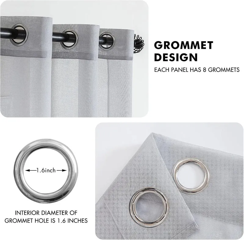 MIULEE Sheer Voile Vorhang Weihnachtsdeko mit Ösen Transparente Optik Gardine Ösenvorhang Ösenschal