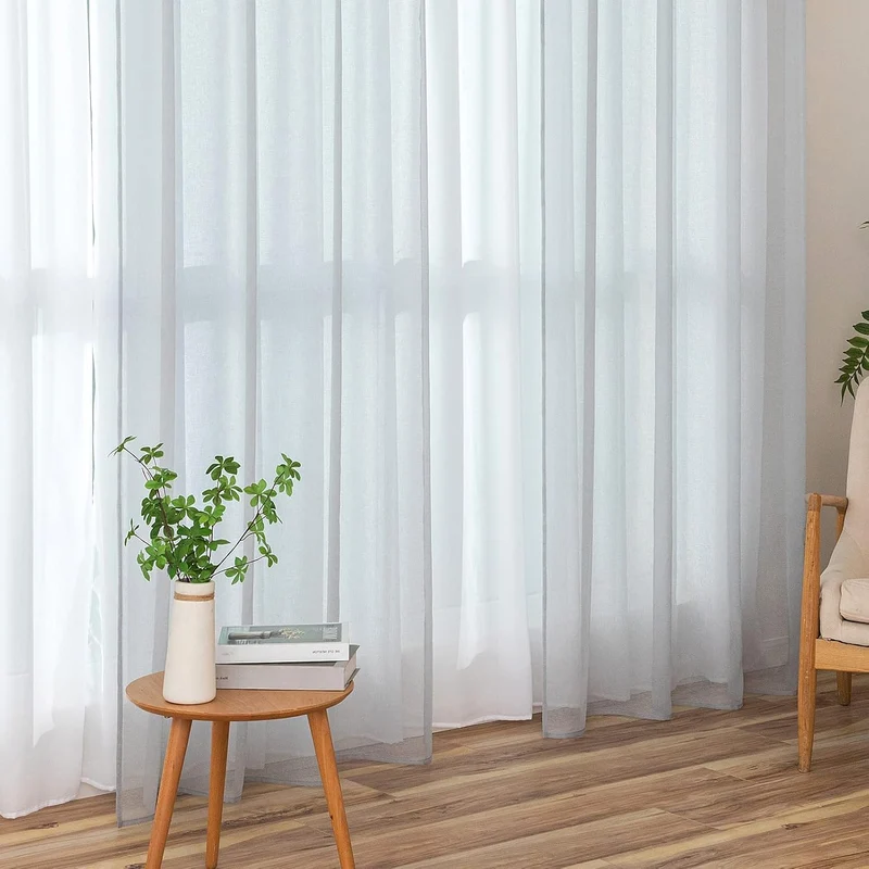 MIULEE Sheer Voile Vorhang Weihnachtsdeko mit Ösen Transparente Optik Gardine Ösenvorhang Ösenschal