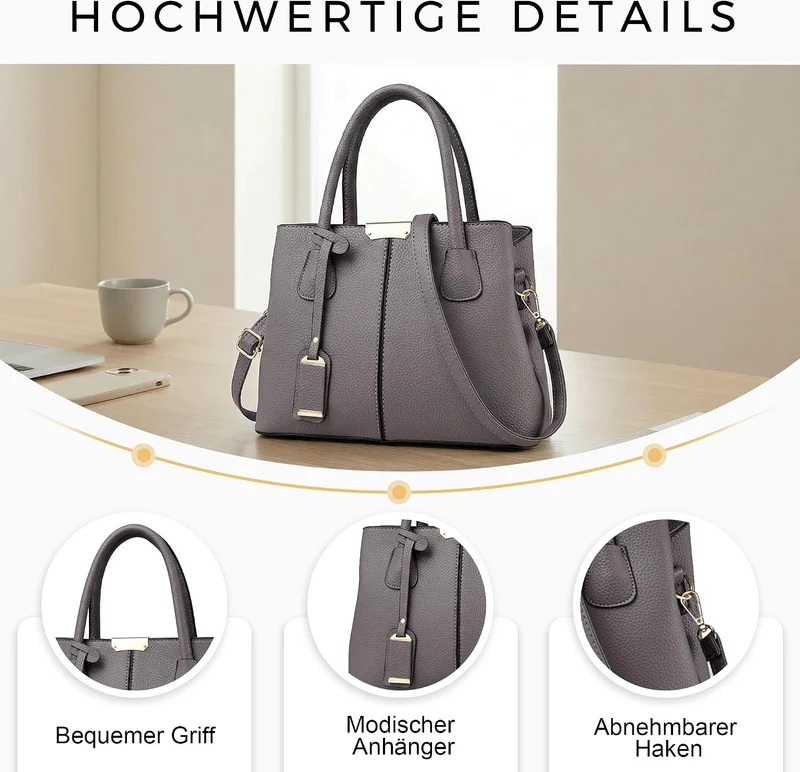 VARLIVOO Elegant Damen Handtasche Schultertasche Frauen Umhängetasche Taschen Shopper Wasserdicht PU