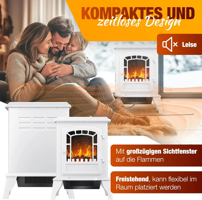 KESSER® Elektrokamin mit Heizlüfter & Fernbedienung 2000W Elektro Kamin Elektrischer Heizung LED Kam
