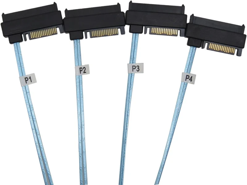 YIWENTEC Mini SAS 36 SFF-8087 to (4) SFF-8482 Connectors with SATA Power 0.5m, 0.5M